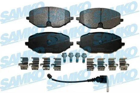 Колодки гальмівні (передні) Audi A3/Skoda Octavia/Seat Leon/VW Golf VIII 19-/Caddy 20- (+датчик) SAMKO 5SP2184AK