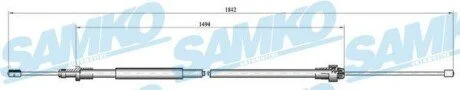 Трос ручного гальма.r. BERLINGO PARTNER 1820/1480 /P/ SAMKO C0094B