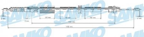Трос ручного гальма.r. MONDEO III 1735/1532 SAMKO C0262B