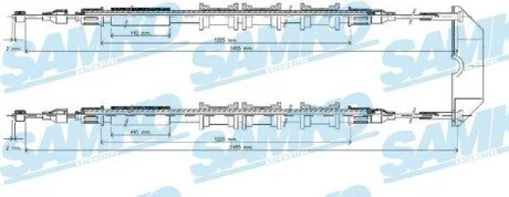 Трос ручного гальма.r. VECTRA B 1455/1275+1455/1235 SAMKO C0583B