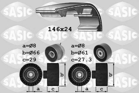 Комплект ГРМ Opel Astra G/H/J/Corsa D/E/Insignia/Vectra/Zafira/Chevrolet Aveo 00- (24x146z) SASIC 1756083 (фото 1)