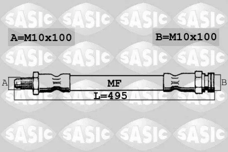 Шланг тормозной передний SASIC 6600016