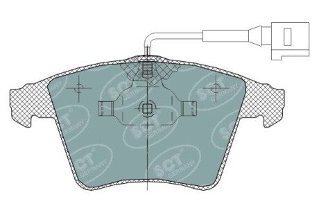 Колодки гальмівні (передні) VW T5/Multivan V 03-15/Touareg 03-10 (+датчик) SCT - MANNOL SP311PR (фото 1)