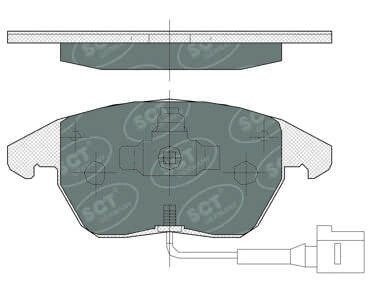 Колодки гальмівні (передні) Skoda Fabia/Rapid 10-/Octavia/VW Caddy 04-15/Golf/Passat 03- (+датчик) SCT - MANNOL SP367PR (фото 1)