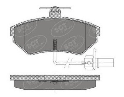 Колодки гальмівні (передні) Audi A4 94-08/Seat Exeo 08-13/VW Passat B5 96-00 (+датчики) SCT - MANNOL SP417PR (фото 1)