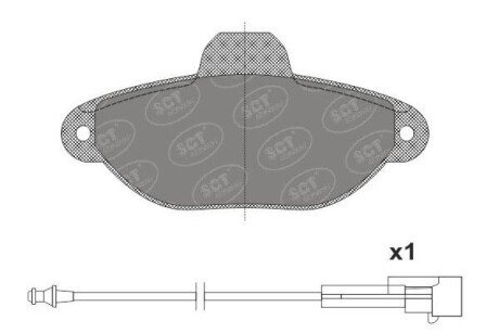 Колодки гальмівні (передні) Fiat Punto 93-00/99-10 (+датчики) SCT - MANNOL SP662PR (фото 1)