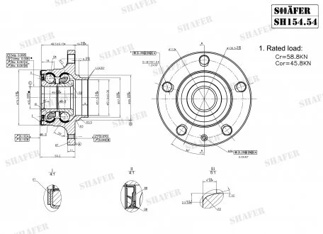 Маточина задня VW, Golf V-VI, 04-, (D=32mm), ABS+, монт. ккт.+ SHAFER SH154.54K