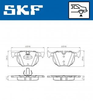 Колодки гальмівні (задні) BMW X5 (E70) 06-13/(F15/F85) 13-18/X6 (E71/E72) 08-14/(F16/F86) 14-19 SKF VKBP90240 (фото 1)