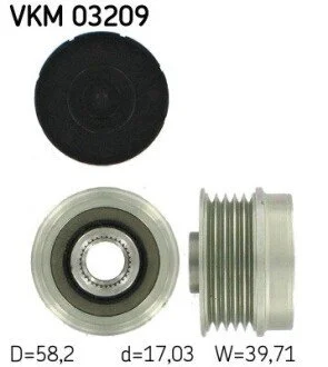 FIAT Шкив генератора Bravo,Doblo,Punto 07- SKF VKM 03209 (фото 1)