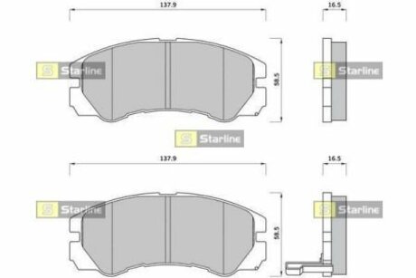 Тормозные колодки дисковые STARLINE BD S387 (фото 1)