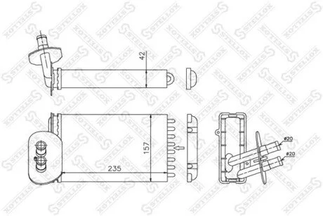 Радиатор отопителя VW T4 91- (+AC) STELLOX 10-35048-SX