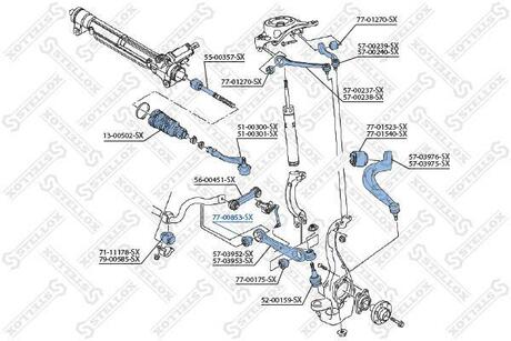 Сайлентблок внутренний/нижний рычага перед. Audi A4, A4 Allroad, A5, A6, A6 Allroad, A7, Q5 1.4-4.2 06.07- STELLOX 77-00853-SX