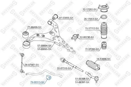 Втулкa стабілізатора переднього Elantra Cerato 10~ Ceed I30 STELLOX 7900313SX