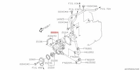 Насос водяной 21111AA065 SUBARU 21111AA340