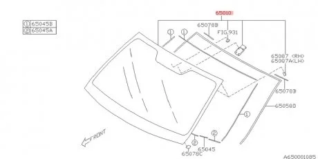 Скло лобове без підігріву 65009AJ240NU 65009AJ79A 65009AJ18A 65009AJ48A 65009AJ92A 65009AJ94A SUBARU 65009AJ240