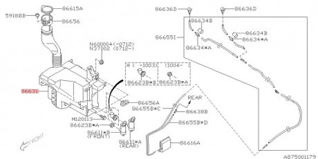 Бачок омывателя Forester S12 2008-2013 86631SC010 86631SC020 86631SC030 SUBARU 86631SC000