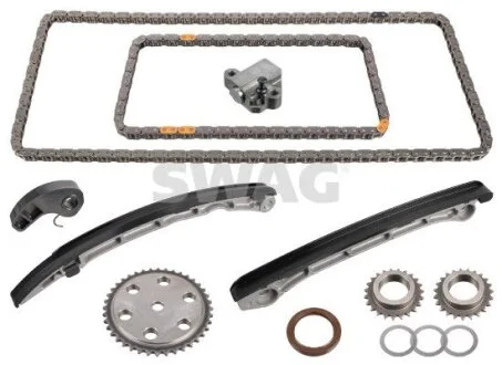 Комплект ГРМ (ланцюг + шестерня) VOLVO C30, S40 II, V70 III, FORD C-MAX, FOCUS II, MAVERICK, MONDEO IV, MAZDA 3, 5, 6, CX-7 1.8-2.3 03.04- SWAG 33107520 (фото 1)