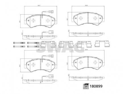 Колодки гальмівні (передні) Citroen Jumper/Fiat Ducato/Peugeot Boxer 2.0-3.0HDi 06- R16(з датчиком) SWAG 33107998 (фото 1)