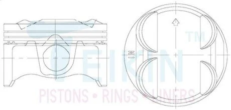 Поршень ДВС 0.5 (4шт.+пальцы) Honda (K24Z3) Accord (09-) 2.0-2.4, Acura TSX (09-) TEIKIN 38188-050 (фото 1)