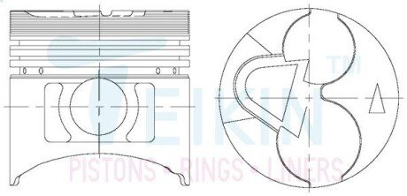 Поршни стандартные (к-кт на мотор) Mitsubishi 4D55,4D56, D4BX Hyundai H100 TEIKIN 43171ASTD