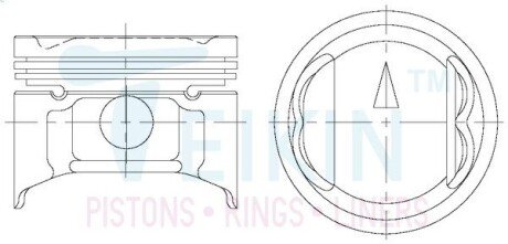 Поршни ремонт (+1.00мм) (к-кт на мотор) Mitsubishi G15B Hyundai Pony TEIKIN 43187100