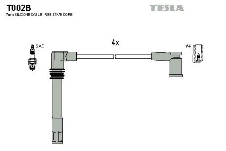 Провода высоковольтные (к-кт) SKODA OCTAVIA I 1.8i BLATNA TESLA T002B