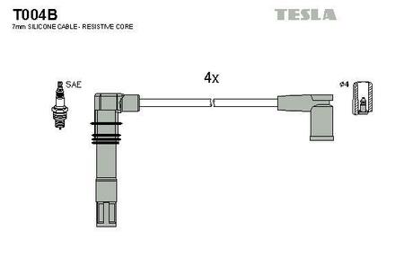 Комплект кабелiв запалювання TESLA T004B (фото 1)