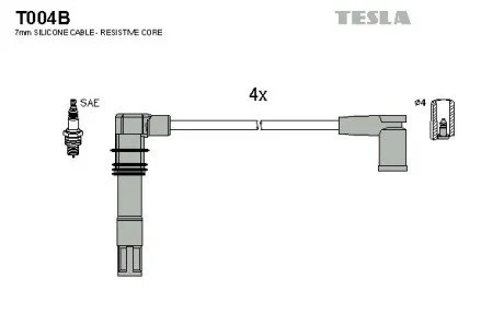 Проводавысоковольтные,комплект Skoda Octavia 1.4 (00-10),Skoda Octavia combi 1.4 TESLA T004B