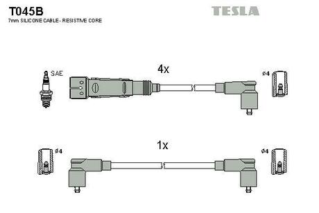 Комплект кабелiв запалювання TESLA T045B