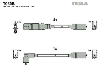Комплект кабелiв запалювання TESLA T065B
