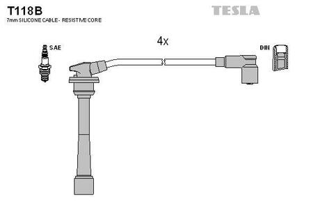 Комплект кабелів високовольтних TESLA T118B (фото 1)