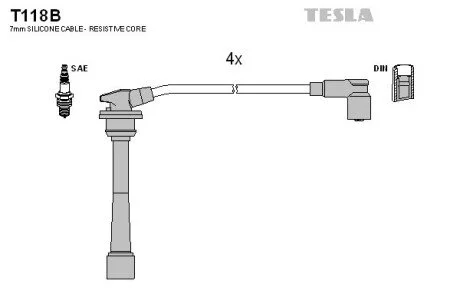 Проводавысоковольтные,комплект Kia Ceed 2.0 (06-12),Kia Ceed sw 2.0 (07-12) (T11 TESLA T118B