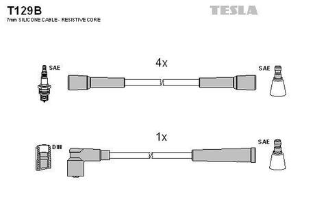 Комплект кабелiв запалювання TESLA T129B (фото 1)