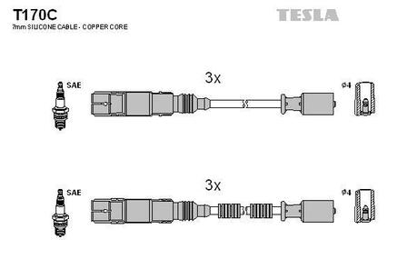 Комплект кабелiв запалювання TESLA T170C