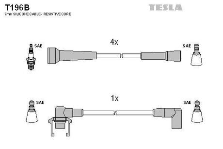 Комплект кабелiв запалювання TESLA T196B
