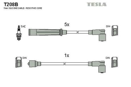 Комплект кабелiв запалювання TESLA T208B