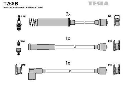 Комплект кабелiв запалювання TESLA T268B (фото 1)