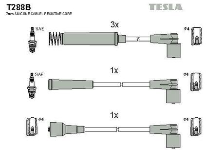 Комплект кабелiв запалювання TESLA T288B