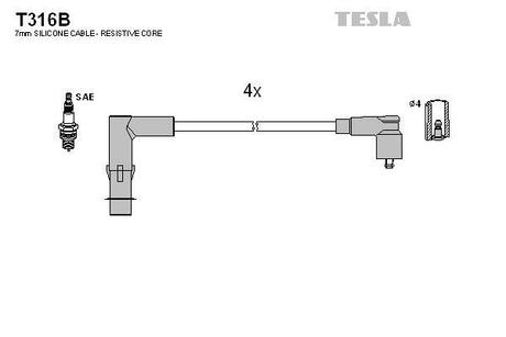 Комплект кабелiв запалювання TESLA T316B (фото 1)