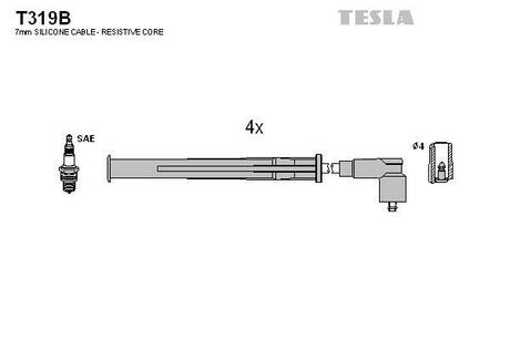 Комплект кабелiв запалювання TESLA T319B