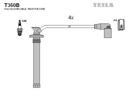 Проводавысоковольтные,комплект Chery Amulet 1.5 (08-10),Chery Bonus 1.5 (06-) (T TESLA T360B