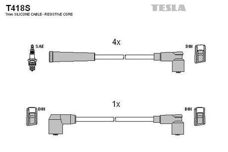 Провода свечные 21213 1,7 (силикон) BLATNA TESLA T418S (фото 1)