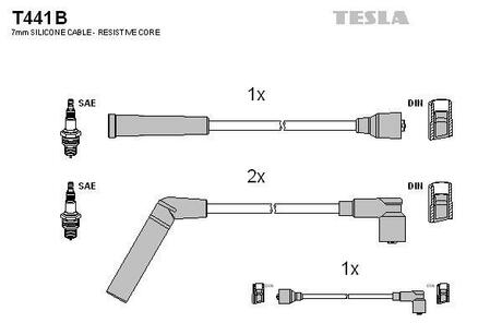 Комплект кабелів високовольтних TESLA T441B (фото 1)