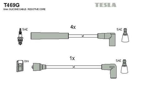Комплект кабелiв запалювання TESLA T469G