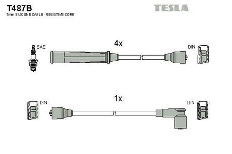 Комплект кабелiв запалювання TESLA T487B (фото 1)