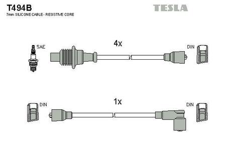 Комплект кабелiв запалювання TESLA T494B