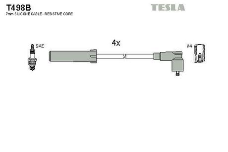 Проводавысоковольтные,комплект Peugeot 406 2.0 (95-04),Peugeot 406 2.0 (96-04) (TESLA T498B