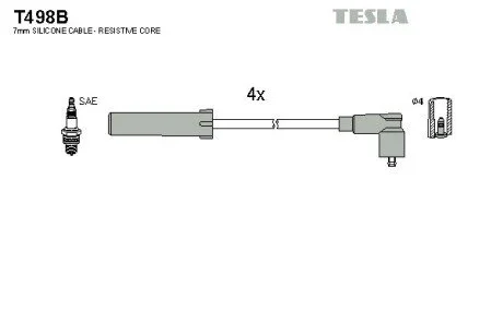 Провід високовольтний, комплект Citroen Jumper I/ Fiat Ducato (94-) 2.0i BLATNA TESLA T498B