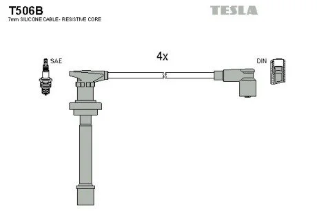 Проводавысоковольтные,комплект Nissan Primera hatchback 2.0 (96-02) TESL TESLA T506B