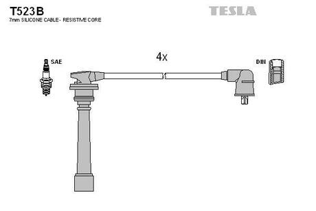 Проводавысоковольтные,комплект Hyundai Accent iii 1.4 (05-10) TESLA T523B (фото 1)